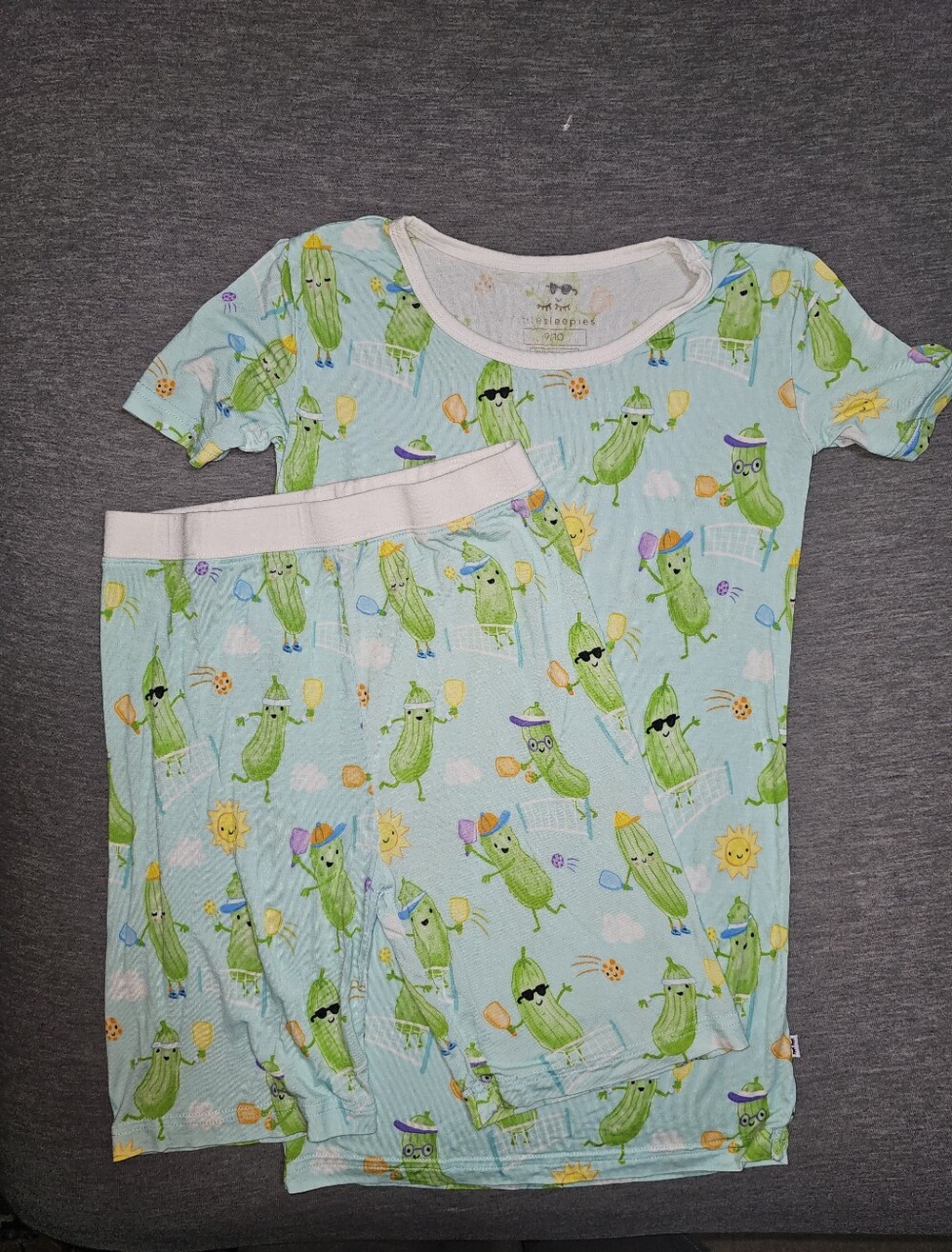 Little Sleepies  Pickle Ball Print Short Sleeve Pajama Set Size 9/10